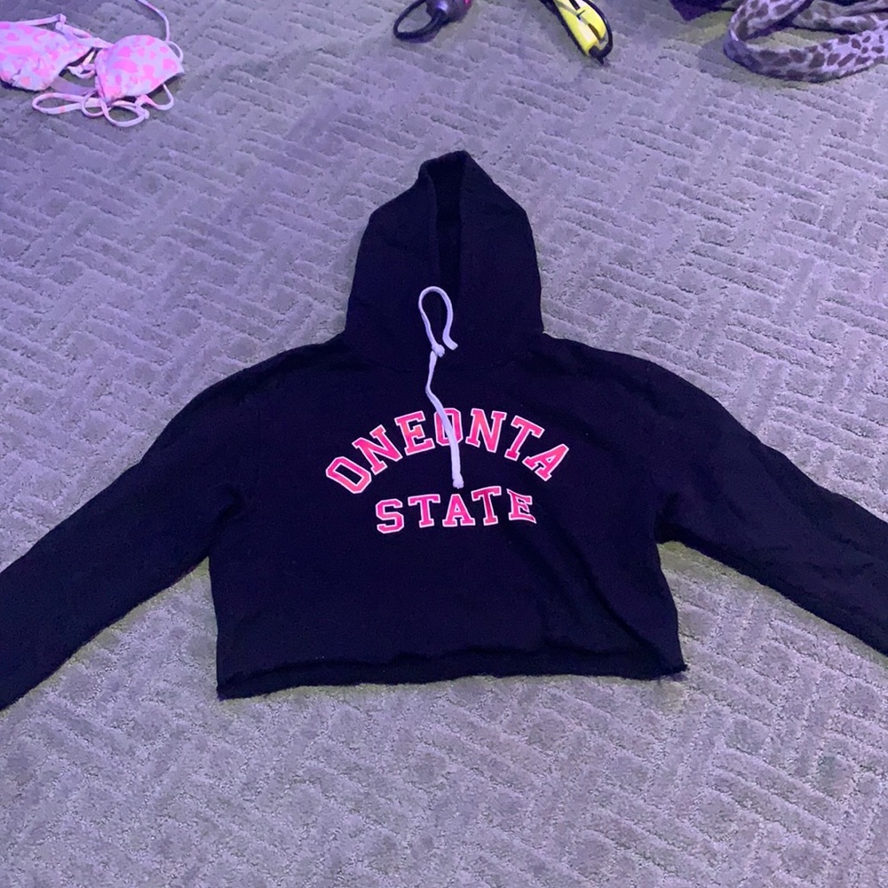 Black SUNY Oneonta cropped sweatshirt